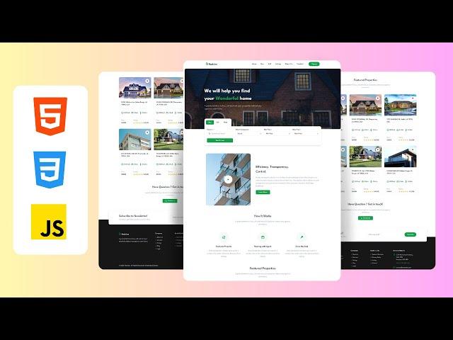 Responsive Real Estate Website Using HTML , CSS & JavaScript
