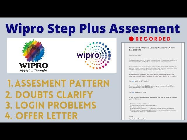 Wipro Steplus Assesment Test-2023 Updated | Wipro WILP | WIMS vs WASE | Doubts Clarified