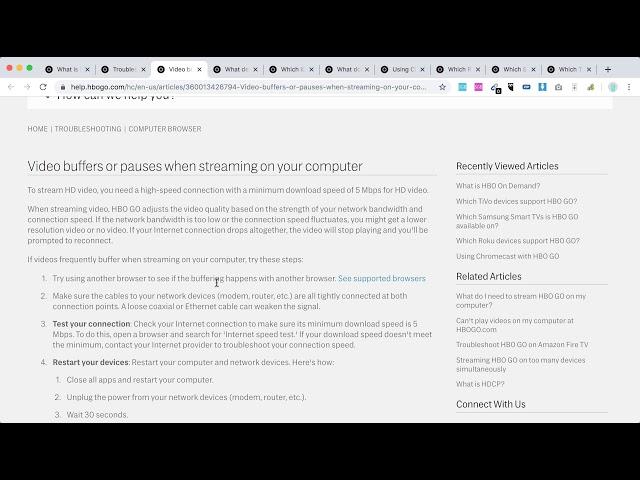 HBO GO BUFFERING what to do?