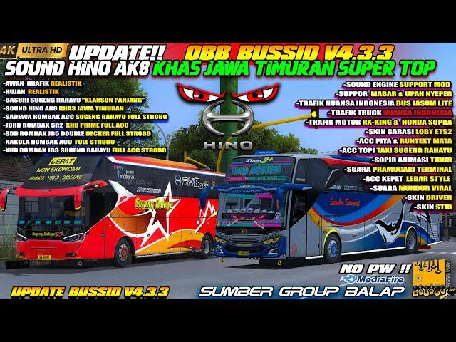 UPDATE !! OBB BUSSID V4.3.3 TERBARU SOUND HINO AK8 KHAS JAWA TIMURAN RUNTEXT MATA GRAFIK ETS2