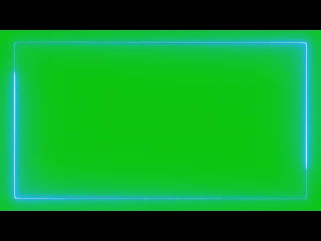 Blue Neon Border Green Screen Overlay Motion Graphics 4K 30fps Copyright Free