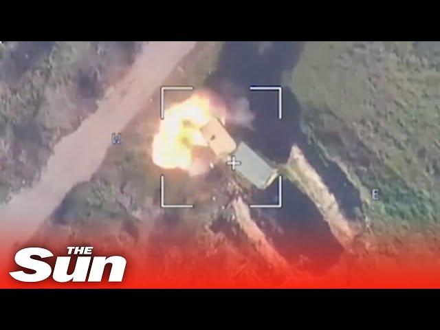 Russian drones blow up Ukrainian military vehicles with deadly airstrikes