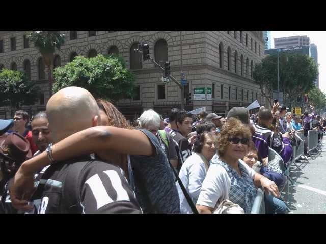 2012 L.A. Kings Stanley Cup Champion Parade marriage proposal couple, 7th and Figueroa Streets