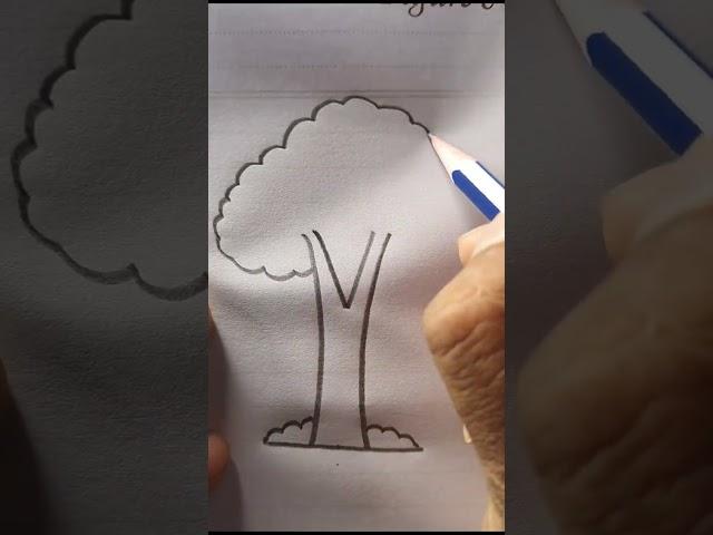 V for Tree Drawing #Technique #art #easy #reels #creativeart #ideas