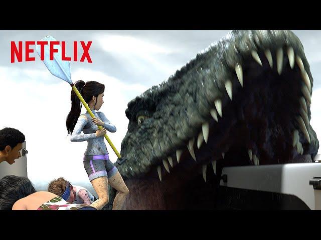 Face to Face with a Mosasaurus  Jurassic World Camp Cretaceous | Netflix After School