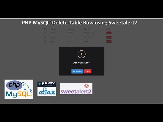 PHP MySQLi Delete Table Row using Sweetalert2