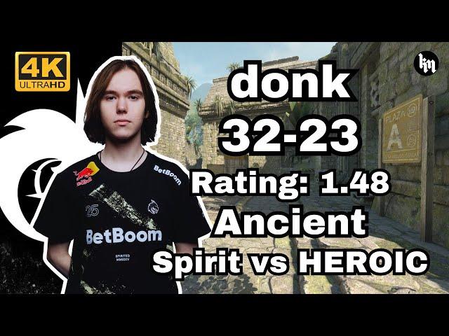 donk(32-23) Spirit vs HEROIC (Ancient) | Perfect World Shanghai Major 2024 #cs2 #pov