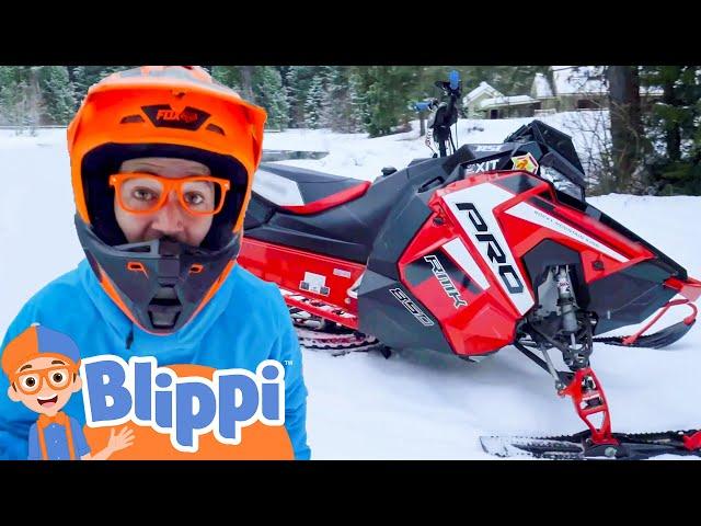 Blippi's Red Snowmobile - SUPER FAST! | Blippi Full Episodes | Vehicle Videos for Kids | Blippi Toys