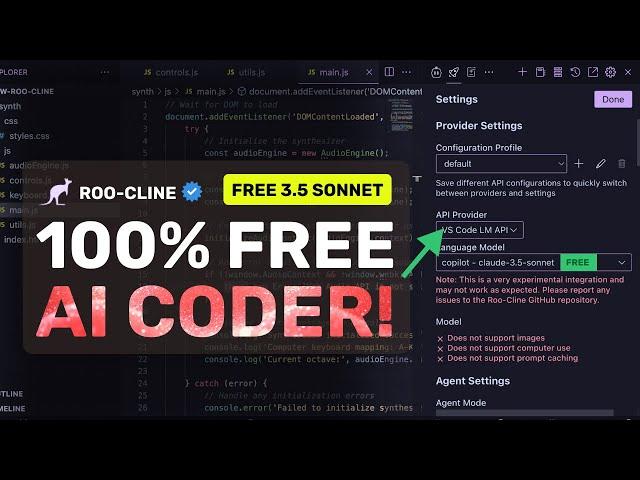 Roo Cline + FREE 3.5 Sonnet API : STOP PAYING for CURSOR, V0 & BOLT with this FULLY FREE Alternative