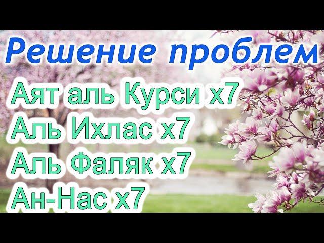 Аятуль Курси, суры аль Ихлас, аль Фаляк, ан Нас х7 избавление от проблем и болезней