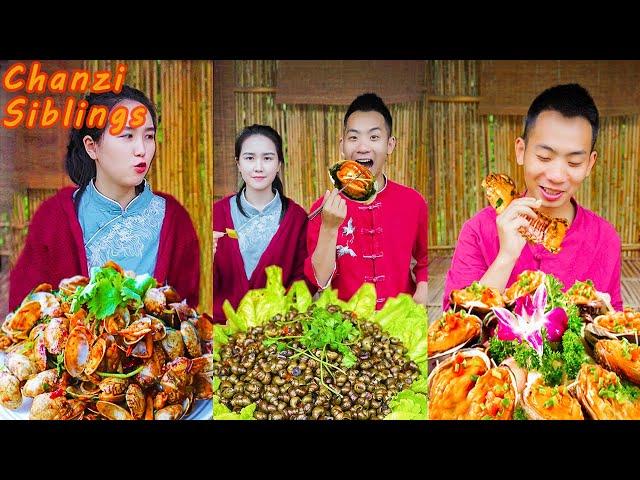 Village Food Outdoor Cooking | Spicy Seafood Collection | Tiktok Mukbang | Chinese Girl Eating Show