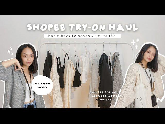 shopee try-on haul | basic uni outfits (high quality basics, tops, pinterest-inspired )