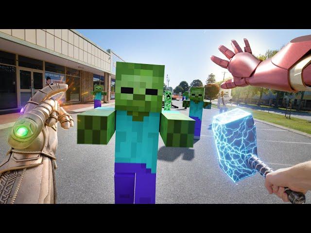 Minecraft vs Superheroes in Real Life | Spiderman, Ironman, Batman & More