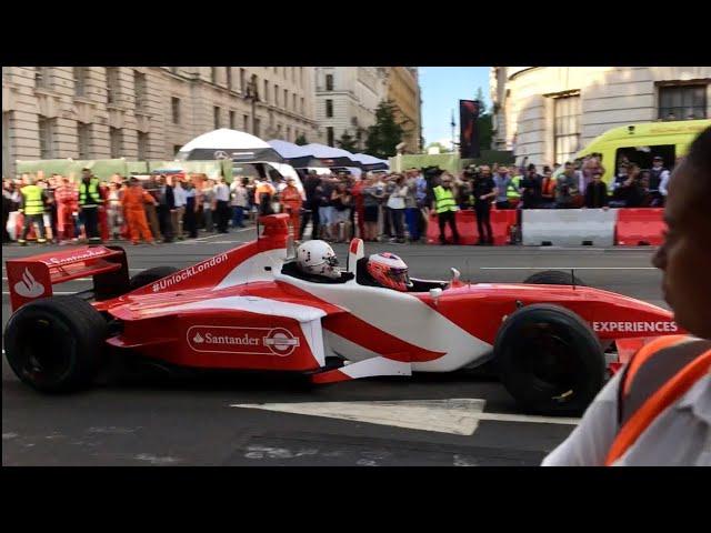 F1 Donut FAIL | Jenson Button STALLS 2-seater F1 car with Naomi Campbell in the back | #F1LIVELondon