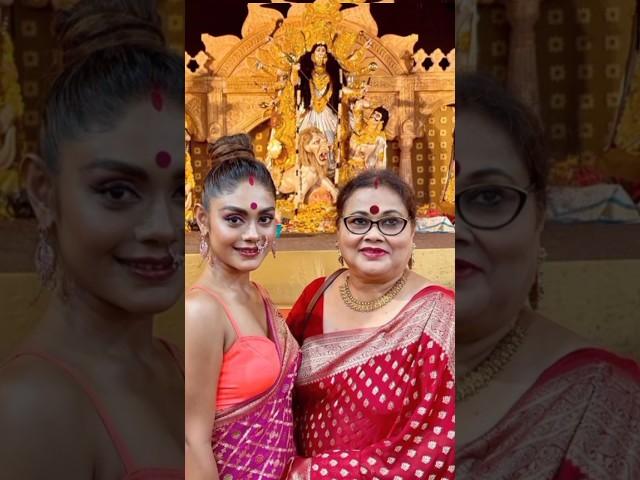 Tv Actress Sreejita De with her husband Michael blohm -pape And mother at Durga Puja️#shorst#yt