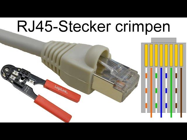 RJ45  Stecker auf Patchkabel crimpen (RJ-45 Netzwerkstecker aufbringen)