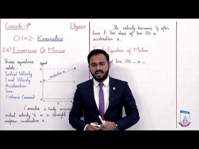 Class 9 - Physics - Chapter 2 - Lecture 7 - First Equation of Motion - Allied Schools