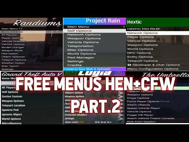 [HEN|CFW] 6 FREE MODMENUS+ DOWNLOAD (PS3|GTA5) 2020 Part.2 (hen/cex/dex//hfw/cfw) | ZoexModz