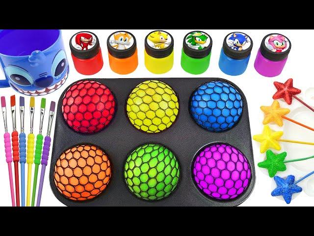 Oddly Satisfying Video | How I Made 6 BIG Slime Balls in to Rainbow Lollipop Candy Stars AND Cutting