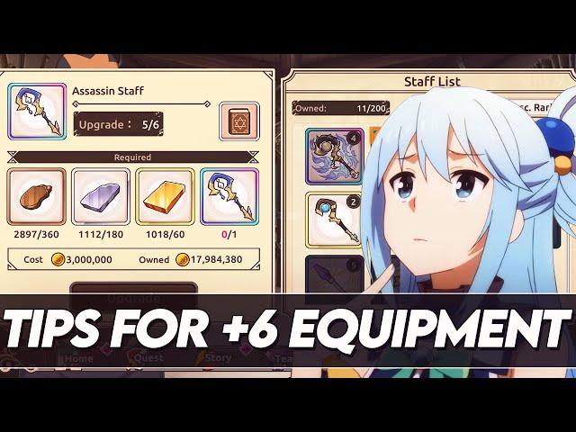 TIPS FOR PLUS 6 EQUIPMENT AND JEWELRY IN KONOSUBA FANTASTIC DAYS !!!