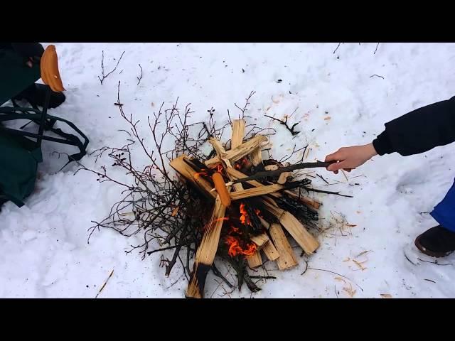 Professional sausage grilling at Pyhäjärvi, Finland