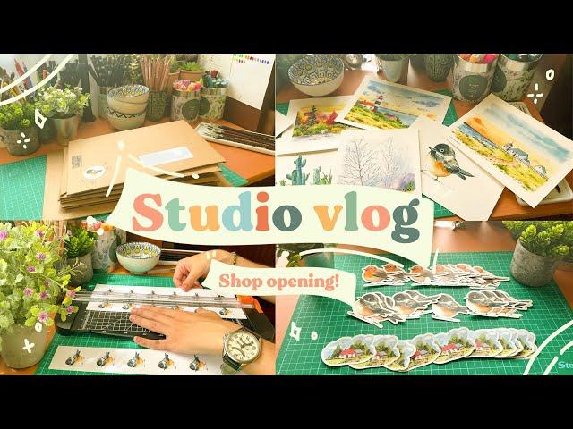 Studio Vlog 4Opening my Etsy Shop Running my small business, packing orders prints stickers ASMR