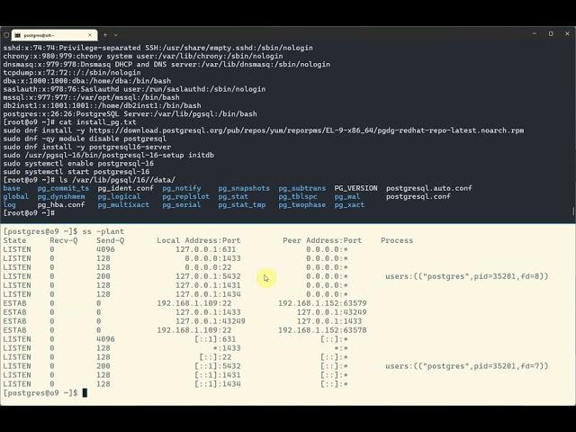 Install PostgreSQL 16 on Linux 9 and configure remote connection