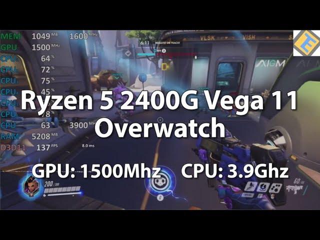 Ryzen 5 2400G Review Overwatch Gameplay Benchmark. Vega 11 iGPU