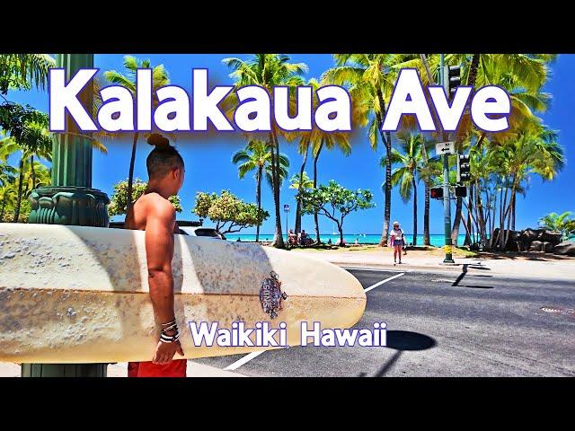 【4K】𝐖𝐀𝐋𝐊  Sunny Day on Kalakaua Ave, Waikiki