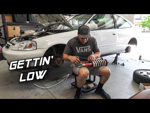 Coilover INSTALL on my $900 Honda Civic! | Low and Slow