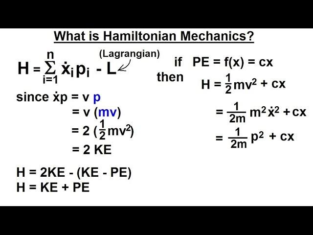 Physics 69 Hamiltonian Mechanics (1 of 18) What is Hamiltonian Mechanics?