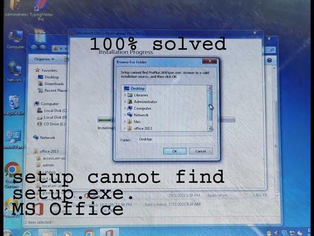 Setup cannot find setup.exe. browse to a valid installation