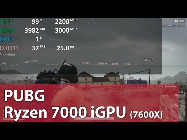 Gaming on AMD Ryzen 5 7600X iGPU (2CU RDNA 2) PUBG Gameplay Test (LowSpecGamer)