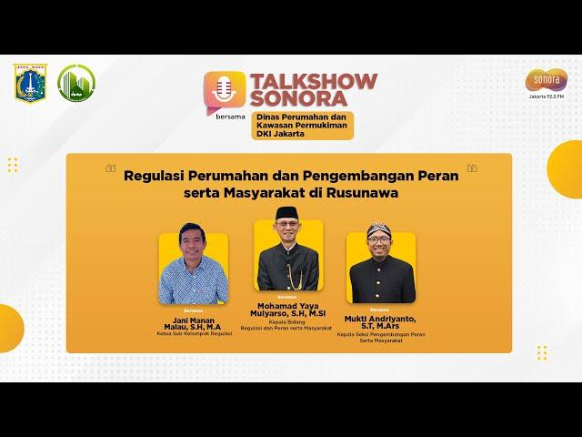 Regulasi Perumahan dan Pengembangan Peran serta Masyarakat Rusunawa || Talkshow Sonora