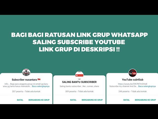 Bagi Bagi Link Grup WhatsApp Saling Subscribe YouTube