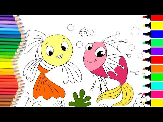 How to draw a Fish Scenery || Ocean World Coloring Pages