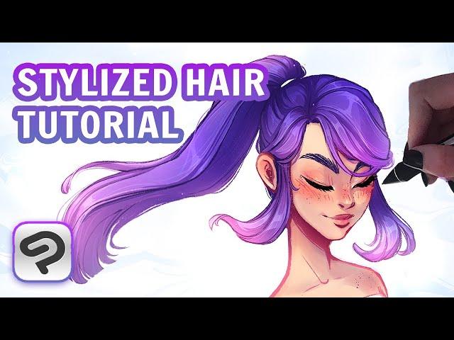 How I Paint Stylized HAIR Tutorial in Clip Studio Paint