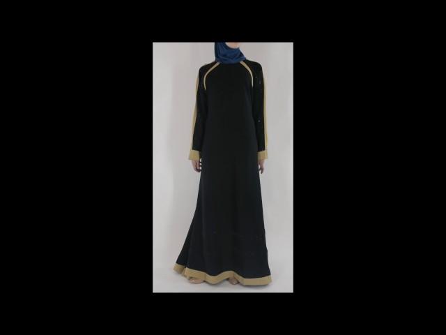 Shirin – Black and Tan Abaya | Ab682