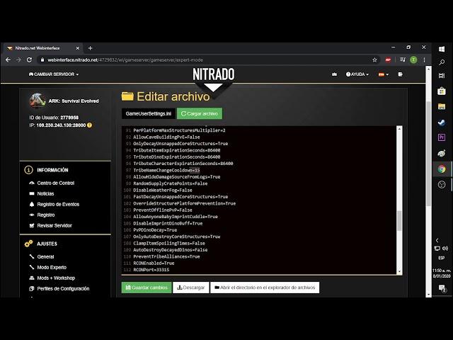 Como configurar un server ark nitrado - Algunas cositas del modo experto -