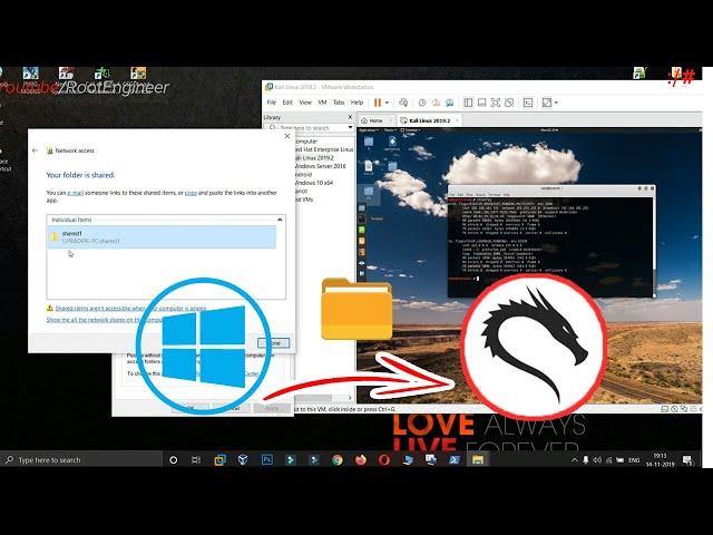 Share Files Between Windows 10 And Kali Linux | Windows 10 and Kali Linux Virtualbox | VMware LAN