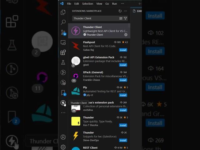 Rest API Client Extension for Visual Studio Code! #shorts #vscode