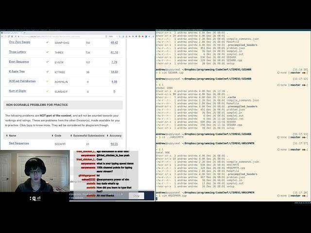 CodeChef December Lunchtime 2020 + AtCoder Grand Contest 050 Recap Stream