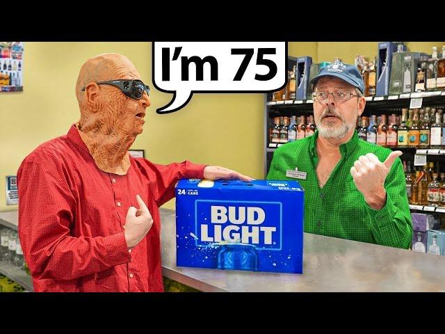 Buying Beer With Old Man Disguise