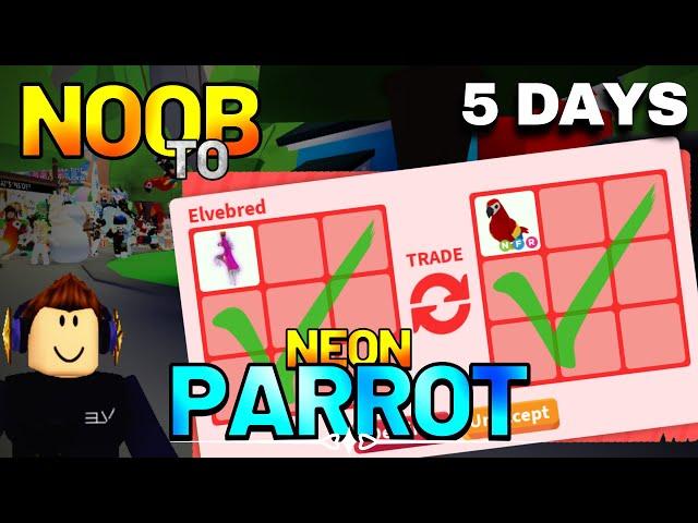 TRADING From RIDE POTION to (Neon) PARROT in 5 DAYS! Adopt Me