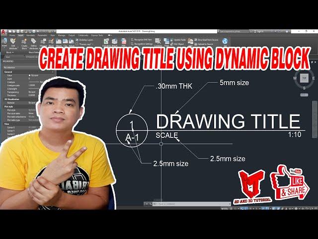 Create drawing title using dynamic block