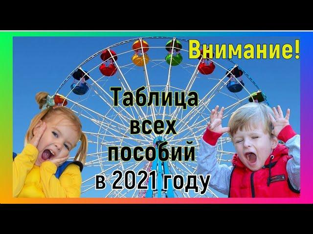 Таблица всех пособий в 2021 году. Выплаты на детей. Различные категории получателей.