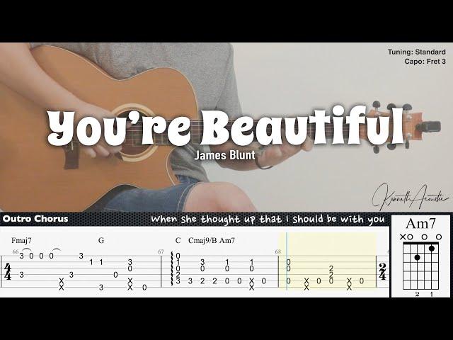 You’re Beautiful - James Blunt | Fingerstyle Guitar | TAB + Chords + Lyrics