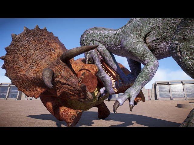 LARGE CARNIVORE vs HERBIVORE DINOSAURS BATTLE - Jurassic World Evolution 2