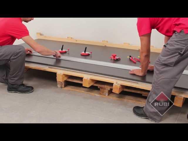 How to cut large tiles with - RUBI Slim system cutter - Como cortar ceramica de gran formato