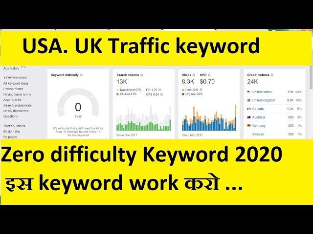 zero difficulty keyword for blogging | 2020 low competition keywords with high usa and uk traffic |